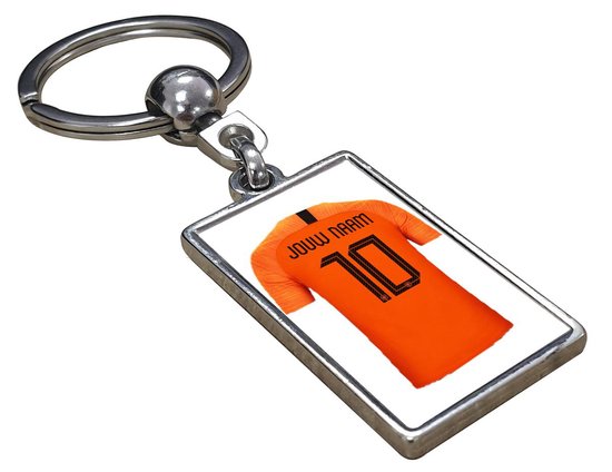 Foto: Nederland shirt met jouw naam gepersonaliseerde sleutelhanger met jouw naam en nummer sleutelhanger op naam