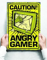 Wandbord: Caution! Angry Gamer! - 30 x 42 cm