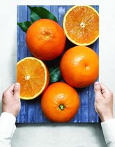 Wandbord: Verse sinaasappellen op een grijze achtergrond - 30 x 42 cm
