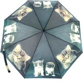 Happy Rain paraplu mini manueel alu light Baby Cats Black
