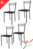 Tommychairs Elegance - Eetkamerstoelen - Set van 4 - Zwart - Kunstleer & Metaal