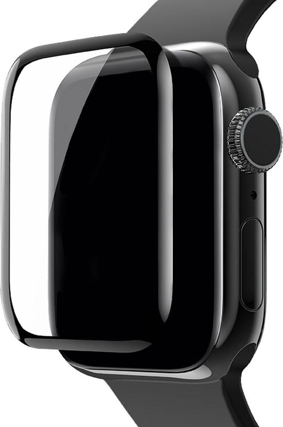 Zwarte screenprotector in de vorm van een Apple Watch 4 44mm.