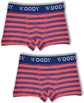 Woody Jongens boxer – duopack – donkerblauw-rood gestreept – 192-1-CLS-Z/953 – maat 176
