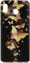 ADEL Siliconen Back Cover Softcase Hoesje Geschikt voor Samsung Galaxy A20e - Vlinder Goud