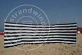 Strand Windscherm 5 meter dralon marine blauw/wit met houten stokken