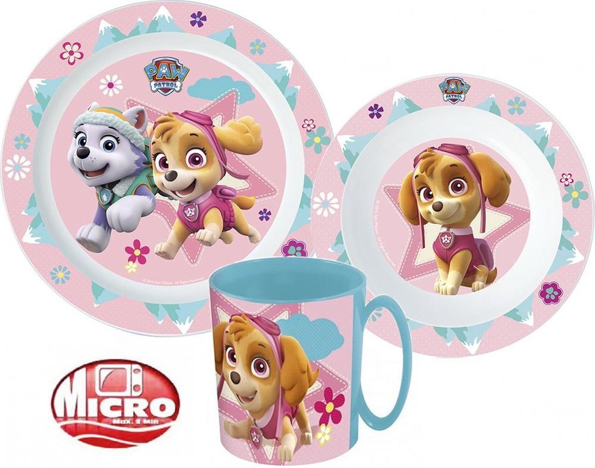 Paw Patrol Christmas dinner Set, Micro Plastic Set, with cup 260 ml 