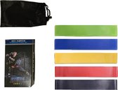 Weerstandsbanden set - Fitness elastiek set - resistance band set - 5 stuks - inclusief GRATIS draagzakje