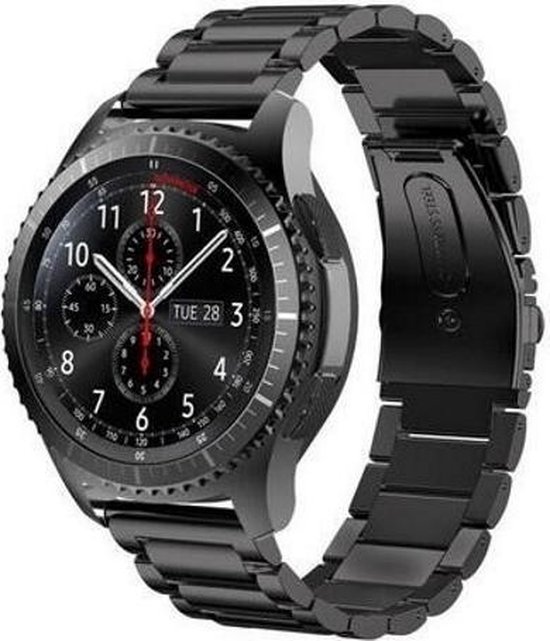 Metaal schakel bandje zwart geschikt voor Samsung Gear S3 & Galaxy Watch 45-46mm