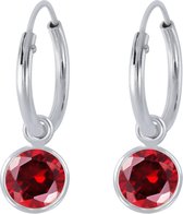 Joy|S - Zilveren kristal bedel (6 mm) oorbellen rood oorringen