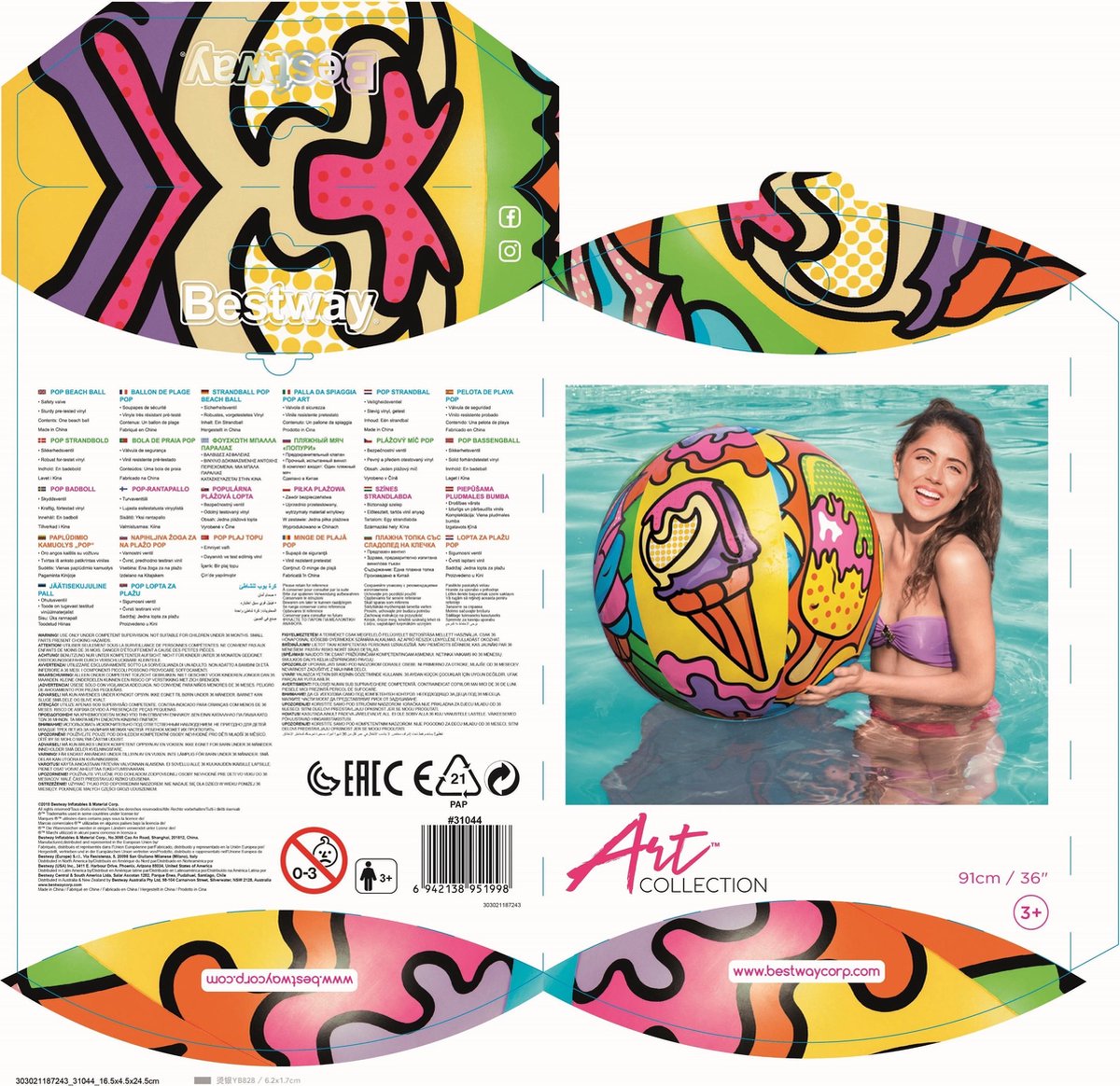 Ballon de Plage Gonflable Bestway Pop Art ?63,5 cm — PoolFunStore