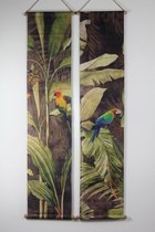 Home Society - Katoenen wanddoeken - papegaai - set van 2 - 175 x 38 cm