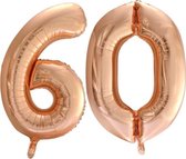 Folieballon nr. 60 Rosé Goud 86cm