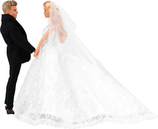 Verslaving Couscous waarom Modepoppen bruiloft kleding: Bruidsjurk en Trouwpak - past op barbie en Ken  | bol.com