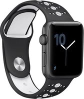 Horloge bandje voor de Apple watch 1, 2, 3 en 4 zwart wit - maat: m - verstelbaar sportbandje - sportief siliconen polsbandje – stabiele druksluiting - polsband - activity tracker