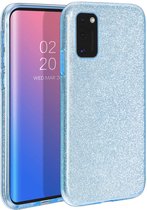 Samsung Galaxy A41 Hoesje Blauw - Glitter Back Cover