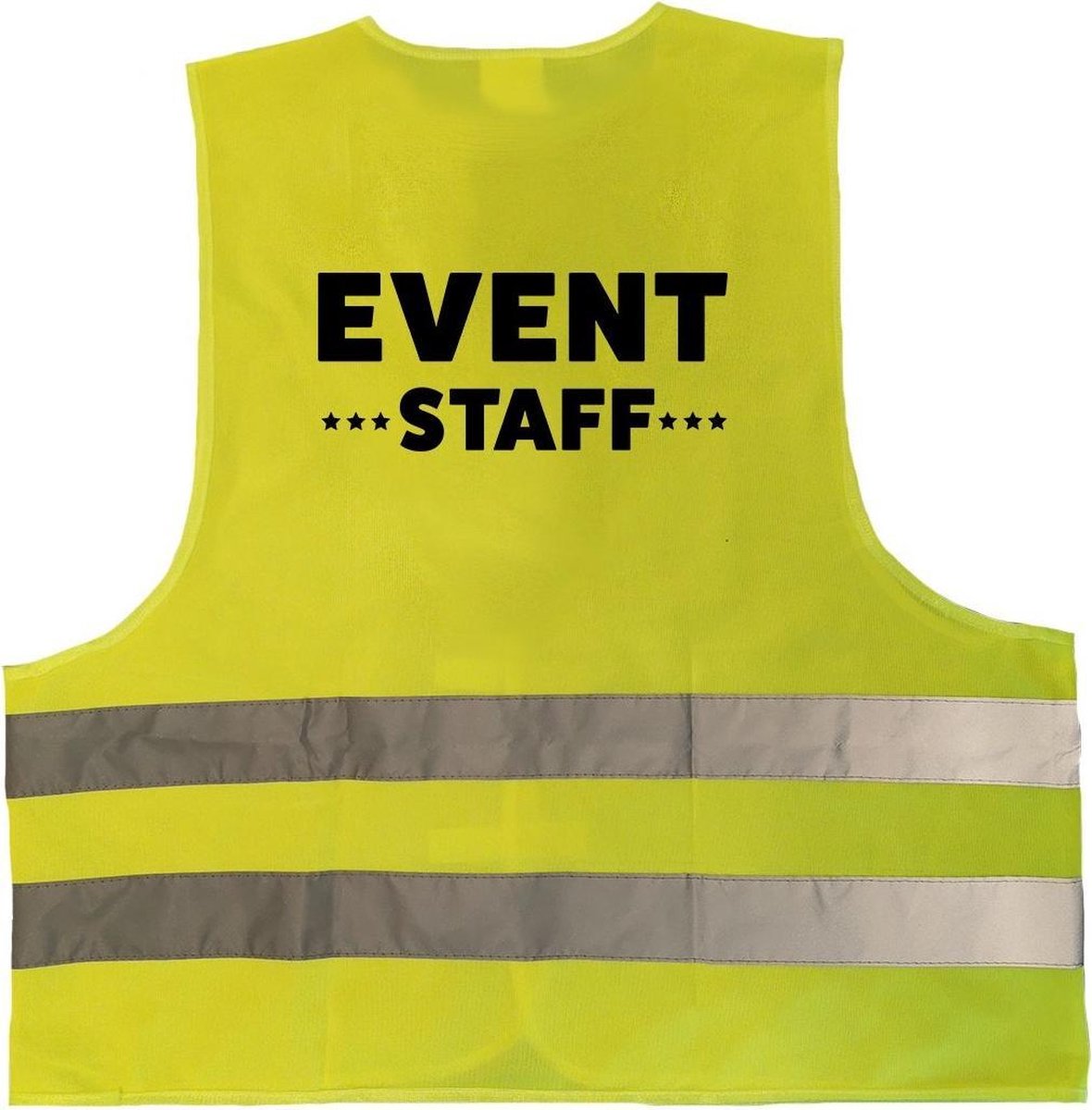 Event staff vest / hesje geel met reflecterende strepen voor