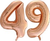 Folieballon nr. 49 Rosé Goud 86cm