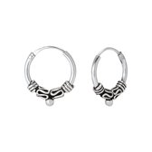 Joy|S - Zilveren Bali oorbellen 12 mm oorringen
