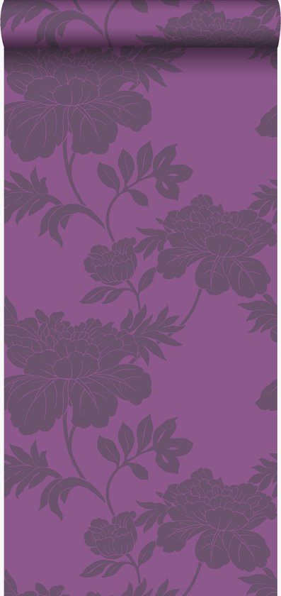 staan Begin beroerte Origin behang bloemen aubergine paars - 345924 - 53 x 1005 cm | bol.com
