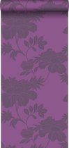 Origin behang bloemen aubergine paars - 345924 - 53 cm x 10,05 m