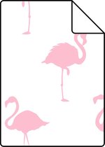 Proefstaal ESTAhome behang flamingo's roze en wit - 138992 - 26,5 x 21 cm