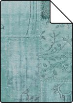 ESTAhome A4 proefstaal van behang kelim patchwork aqua groen - 148332 - 21 x 26 cm