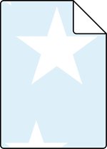 Proefstaal ESTAhome behang grote en kleine sterren lichtblauw en wit - 138932 - 26,5 x 21 cm