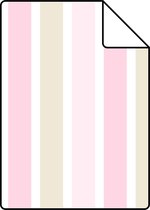 Proefstaal ESTAhome behangpapier verticale strepen licht roze, beige en wit - 138701 - 26,5 x 21 cm