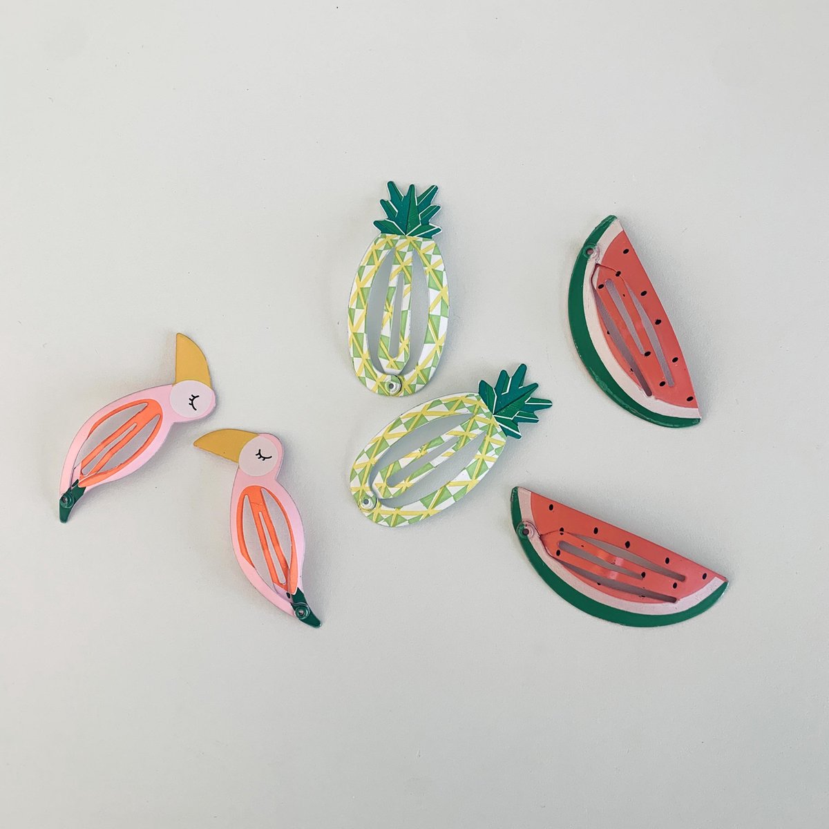 haarspeldjes - kind - fruit - dier - papegaai - ananas - meloen - meisje - 6 stuks - speldjes haar kinderen