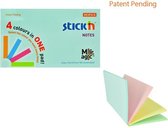 Stick'n Memoblok Magic sticky notes - 76x127mm, 4x pastel assorti kleuren, 100 memoblaadjes