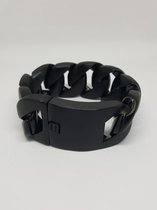 RH-Jewelry. Stalen heren armband  Panzer zwart. 21,5 cm