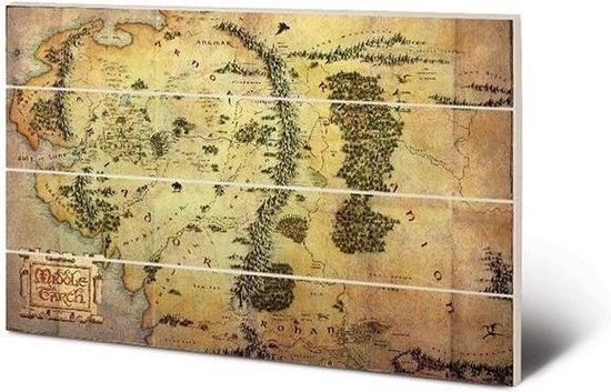 Schilderij - The Hobbit Houten Wandbord Journey Map - Multicolor - 40 X 60 Cm The Hobbit - Houten Wandbord 40x59 - Journey Map