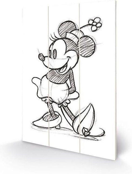 DISNEY - Impression sur bois 20 x 29,5 - Minnie Mouse esquissé