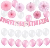 Versiering Geboorte Meisje - It's a girl - Dochter Geboren - Ballonnen - Slinger - Babyshower Decoratie