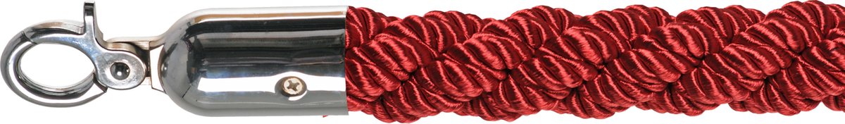 Afzetkoord - Sluiting: zilver (RVS) - Luxe koord: rood
