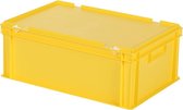 Stapelbak met deksel - Opbergbox - 600x400xH235mm - geel