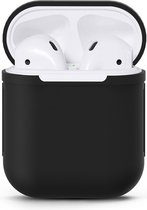 Airpods Silicone- Case -Cover- Hoesje geschikt speciaal voor Apple Airpods 1 / 2 - Zwart