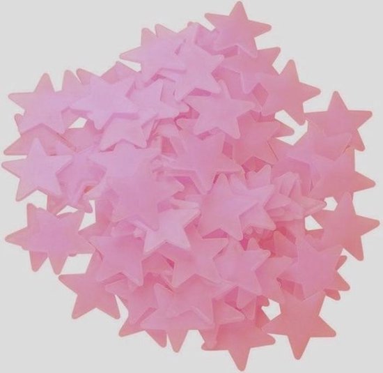 Glow In The Dark Sterren - 50 Stuks - ROZE - INCL. PLAKSTICKERS