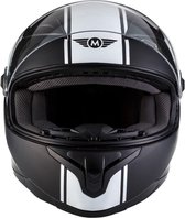 MOTO X87 Racing integraal helm scooterhelm, motorhelm met vizier, Mat Zwart Wit, M hoofdomtrek 57-58cm