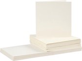 20 Vierkante linnen kaartenkarton + Enveloppen - 13,5x13,5cm + 14x14cm - Ivoor / Créme - Vierkante kaarten papier met enveloppen