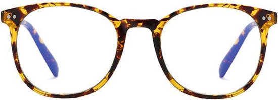 Computerbril - Anti Blauwlicht Bril - Rond Retro Model - Leopard