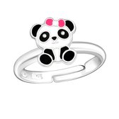 Joy|S - Zilveren Panda ring verstelbaar