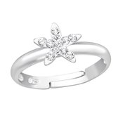 Joy|S - Zilveren ster ring verstelbaar kristal