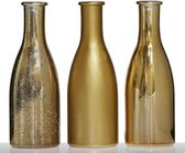 Fles LOUISA  - Goud - Glas - Set van 3 - Ø 6,5 x h 18,5 cm
