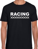 Racing coureur supporter / finish vlag t-shirt zwart voor heren -  race autosport / motorsport thema / race supporter / finish vlag M