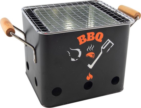 Barbecue/bbq emmer zwart 18 cm - Mini houtskoolbarbecues vierkant | bol.com