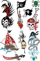 18x pièces de tatouage / tatouage thème pirate - tatouages pour enfants - fête de pirate / fête d'enfants / anniversaire