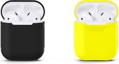 Voordeelset 2 stuks Airpods Silicone Case Cover - Apple Airpods 1/2 - Zwart/Geel