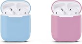 Voordeelset Apple Airpods Siliconen - Case - Cover - Hoesje - Geschikt voor Apple Airpods 1 en 2 -  - Lila / Blauw