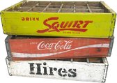 Set Van 3 Originele Houten Frisdrank Kratjes - Coca-Cola - Squirt - Hires